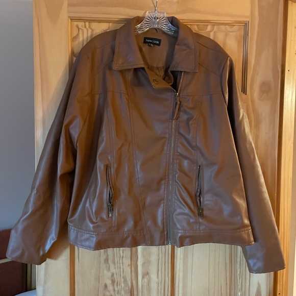 New Look Jackets & Blazers - New Look Women's Brown Faux Leather Jacket